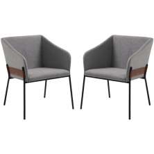 Kit 2 Poltronas Decorativas Base Aço Preto 7042 Linho Cinza Dmobiliario