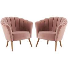 Kit 2 Poltronas Decorativas Pes Tauari 7048 Veludo Rosa Dmobiliario
