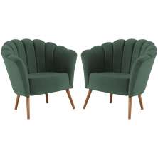 Kit 2 Poltronas Decorativas Pes Tauari 7048 Veludo Verde Dmobiliario