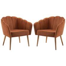 Kit 2 Poltronas Decorativas Pes Tauari 7049 Veludo Caramelo Dmobiliario