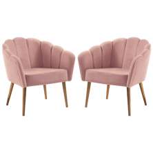Kit 2 Poltronas Decorativas Pes Tauari 7049 Veludo Rosa Dmobiliario