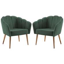 Kit 2 Poltronas Decorativas Pes Tauari 7049 Veludo Verde Dmobiliario