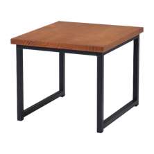 Mesa De Centro Ou Lateral Aço Preto I14 Madeira Taeda Mell Dmobiliario