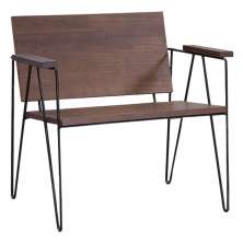 Poltrona Decorativa Base Aço Preto I04 Madeira Taeda Castanho Dmobiliario