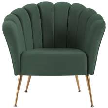 Poltrona Decorativa Pes Aço Dourado 7048 Veludo Verde Dmobiliario