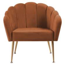 Poltrona Decorativa Pes Aço Dourado 7049 Veludo Caramelo Dmobiliario
