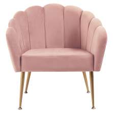 Poltrona Decorativa Pes Aço Dourado 7049 Veludo Rosa Dmobiliario