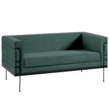 Sofa 2 Lug Base Aço Preto 135 cm 2064X2 Veludo Verde Dmobiliario