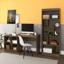 Conjunto de Mesa de Escritório Montpellier com Estante Hunt Castanho
