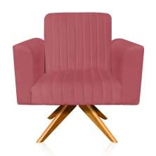 Poltrona Giratória Viena Gomada Suede Rose Base Madeira MA30 D'Rossi