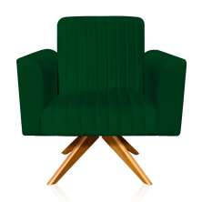 Poltrona Giratória Viena Gomada Suede Verde Base Madeira MA30 D'Rossi