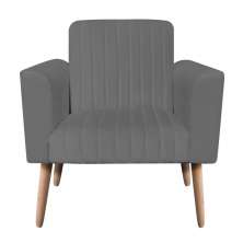 Poltrona Viena Gomada Suede Grafite Pés Palito Natural D'Rossi
