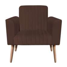 Poltrona Viena Gomada Suede Marrom Pés Palito Natural D'Rossi