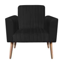 Poltrona Viena Gomada Suede Preto Pés Palito Natural D'Rossi