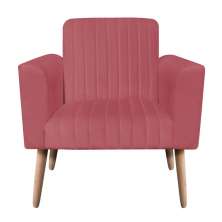 Poltrona Viena Gomada Suede Rose Pés Palito Natural D'Rossi