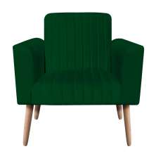 Poltrona Viena Gomada Suede Verde Pés Palito Natural D'Rossi