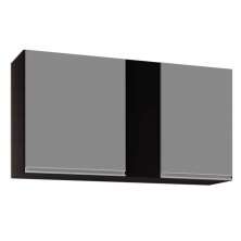 Armário Aéreo de Cozinha Lavanderia 02 Portas Agata Preto e Cinza 100 cm - D'Rossi