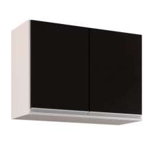 Armário Aéreo de Cozinha Lavanderia 02 Portas Eva Branco e Preto 80 cm - D'Rossi