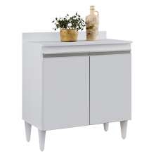 Balcão de Cozinha Lavanderia com Tampo 02 Portas Sara 80 cm - D'Rossi