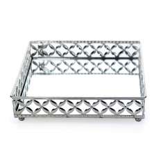 Bandeja Decorativa Quadrada M em Metal Prata com Espelho 5x21 cm - D'Rossi