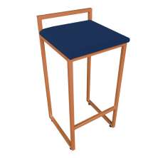 Banqueta Alta Lavínia Suede Azul Marinho Base Cobre D'Rossi