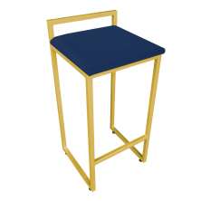 Banqueta Alta Lavínia Suede Azul Marinho Base Dourado D'Rossi