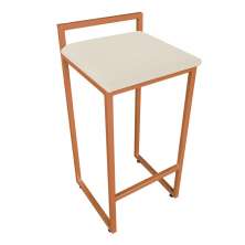 Banqueta Alta Lavínia Suede Bege Base Cobre D'Rossi