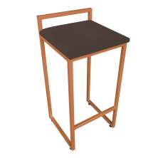 Banqueta Alta Lavínia Suede Marrom Base Cobre D'Rossi
