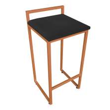 Banqueta Alta Lavínia Suede Preto Base Cobre D'Rossi
