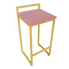 Banqueta Alta Lavínia Suede Rose Base Dourado D'Rossi