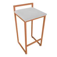 Banqueta Pietra Suede Cinza Base Cobre D'Rossi