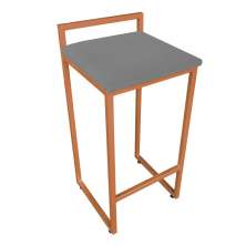 Banqueta Pietra Suede Grafite Base Cobre D'Rossi
