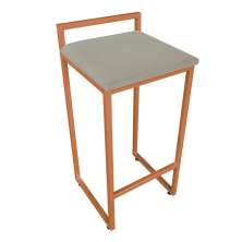 Banqueta Pietra Suede Marrom Rato Base Cobre D'Rossi