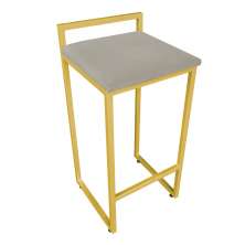 Banqueta Pietra Suede Marrom Rato Base Dourado D'Rossi