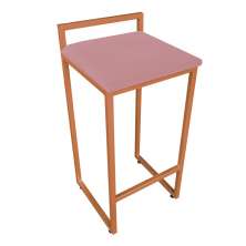 Banqueta Pietra Suede Rose Base Cobre D'Rossi