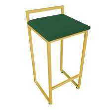 Banqueta Pietra Suede Verde Base Dourado D'Rossi