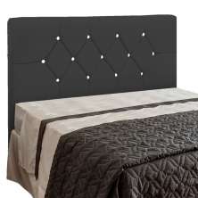 Cabeceira França para Cama Box Solteiro 100 cm Corino Preto D'Rossi