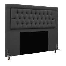 Cabeceira Turquesa Para Cama Box Casal 140 cm Linho Grafite - D'Rossi