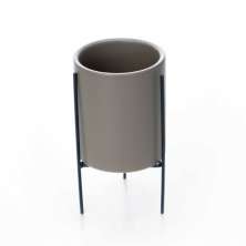 Cachepot Cinza com Suporte em Metal G 15X8 cm - D'Rossi