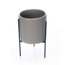 Cachepot Cinza com Suporte em Metal M 13X8 cm - D'Rossi