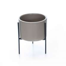 Cachepot Cinza com Suporte em Metal P 10X8 cm - D'Rossi