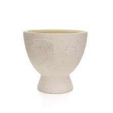 Cachepot Decorativo Rosto em Cerâmica Areia 17x18 cm - D'Rossi