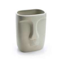 Cachepot Decorativo em Cerâmica Rosto Cinza 17x14 cm - D'Rossi