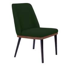 Cadeira de Jantar Bahia Suede Verde Pés Chanfrado Tabaco - D'Rossi