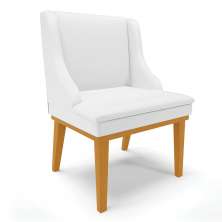 Cadeira de Jantar Liz Corino Branco Base Fixa Madeira Castanho - D'Rossi