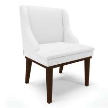 Cadeira de Jantar Liz Corino Branco Base Fixa Madeira Tabaco - D'Rossi