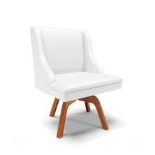 Cadeira de Jantar Liz Corino Branco Base Giratória de Madeira MM35 - D'Rossi