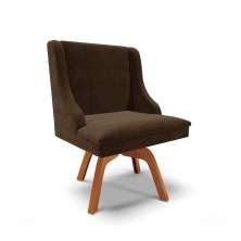 Cadeira de Jantar Liz Suede Marrom Base Giratória de Madeira MM35 - D'Rossi