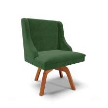 Cadeira de Jantar Liz Suede Verde Base Giratória de Madeira MM35 - D'Rossi