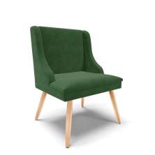 Cadeira de Jantar Liz Suede Verde Pés Palito Natural - D'Rossi